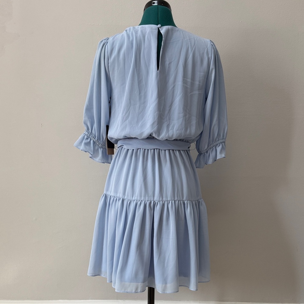 Halogen Light Blue Ruffle Mini Dress - Picture 2 of 3